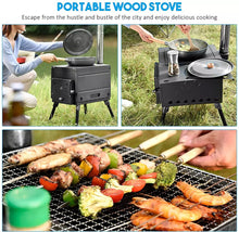 Load image into Gallery viewer, Portable Tent Heating Stove Fire Wood Heater Camping tool Picnic BBQ Cooking Stove
